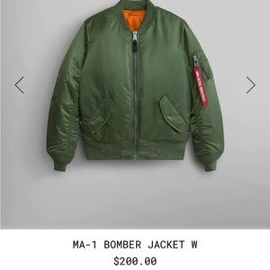 Alpha Industries MA-1 bomber jacket, reversible green/orange, size small